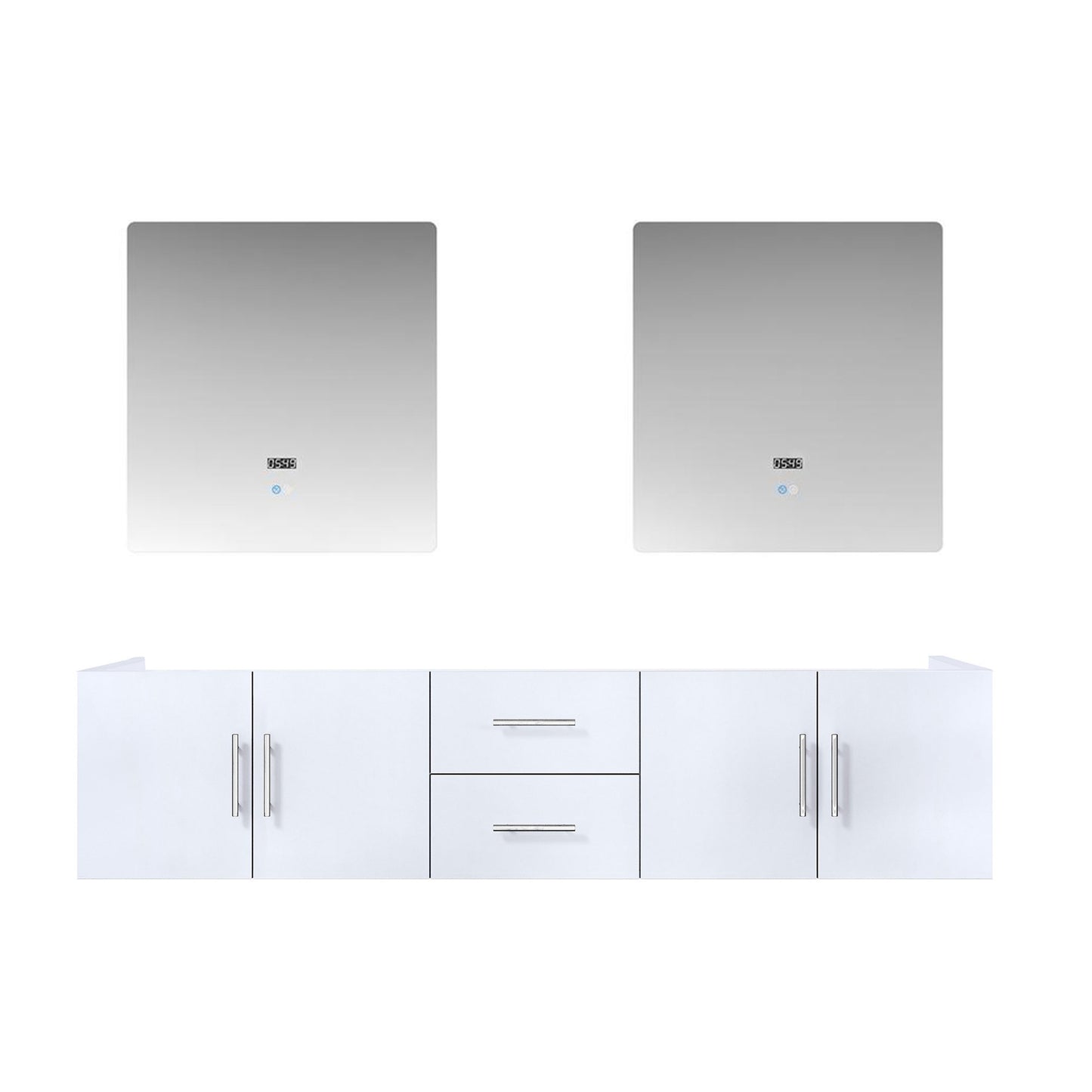 Geneva 80 in. W x 22 in. D Glossy White Double Bath Vanity