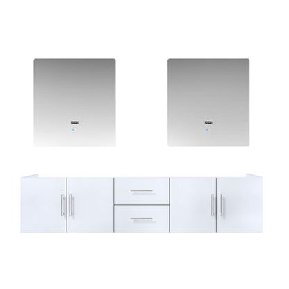 Geneva 80 in. W x 22 in. D Glossy White Double Bath Vanity