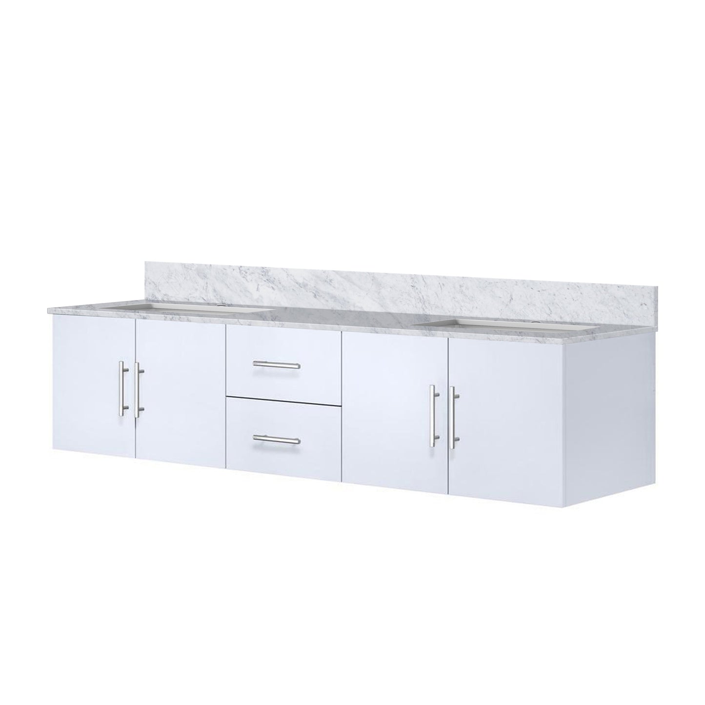 Geneva 80 in. W x 22 in. D Glossy White Double Bath Vanity