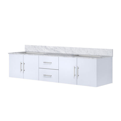 Geneva 80 in. W x 22 in. D Glossy White Double Bath Vanity