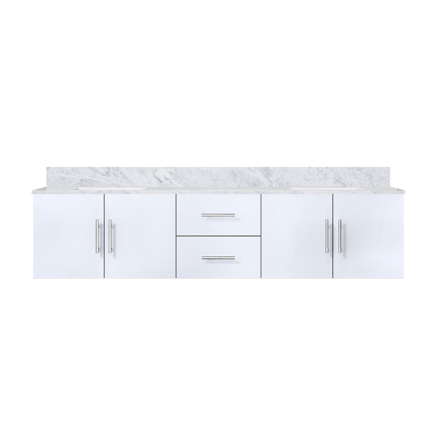 Geneva 80 in. W x 22 in. D Glossy White Double Bath Vanity
