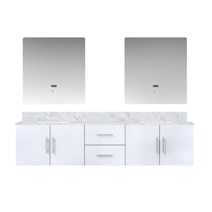 Geneva 80 in. W x 22 in. D Glossy White Double Bath Vanity