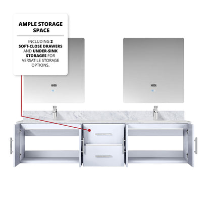 Geneva 80 in. W x 22 in. D Glossy White Double Bath Vanity