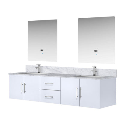 Geneva 80 in. W x 22 in. D Glossy White Double Bath Vanity