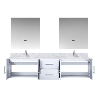 Geneva 80 in. W x 22 in. D Glossy White Double Bath Vanity