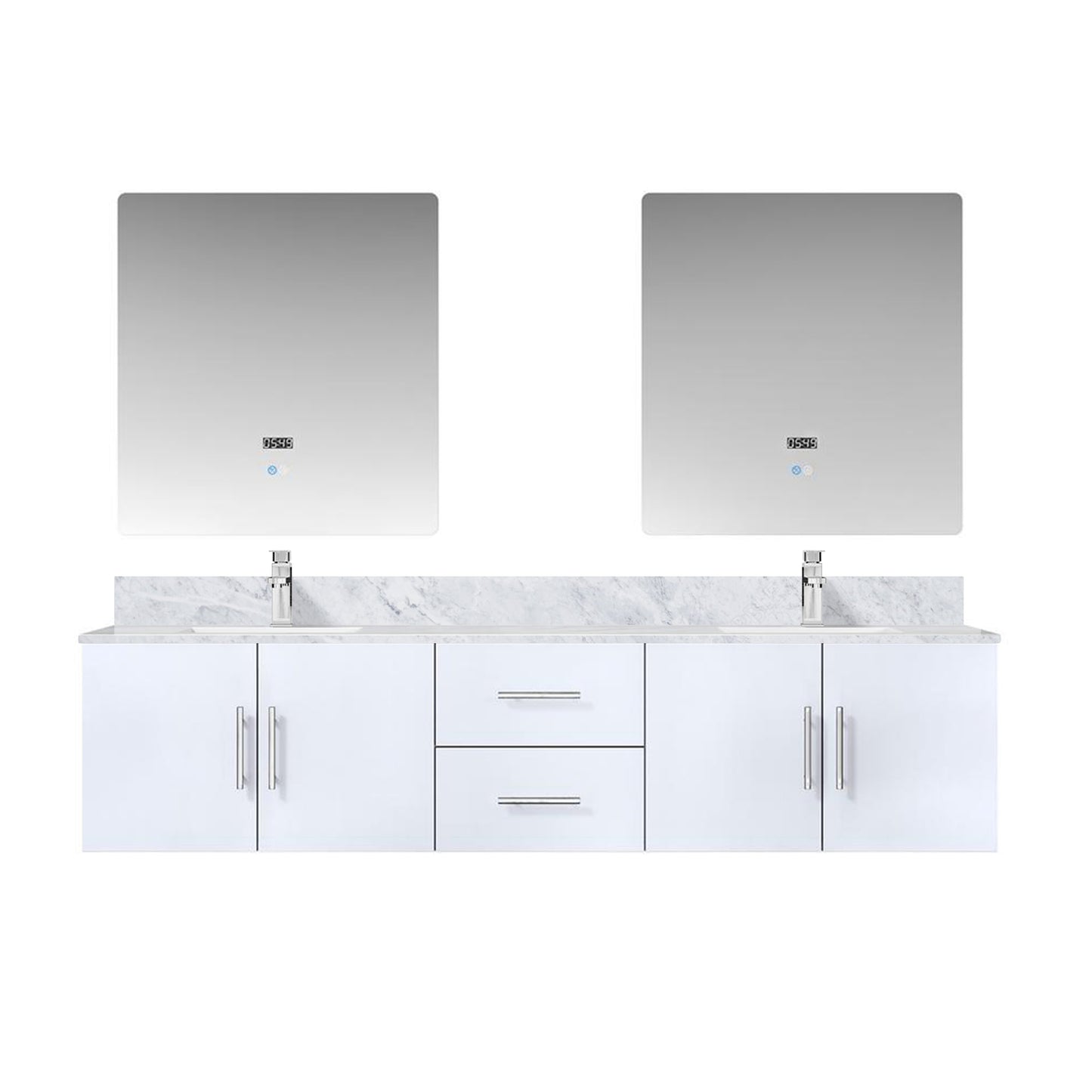 Geneva 80 in. W x 22 in. D Glossy White Double Bath Vanity