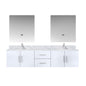 Geneva 80 in. W x 22 in. D Glossy White Double Bath Vanity