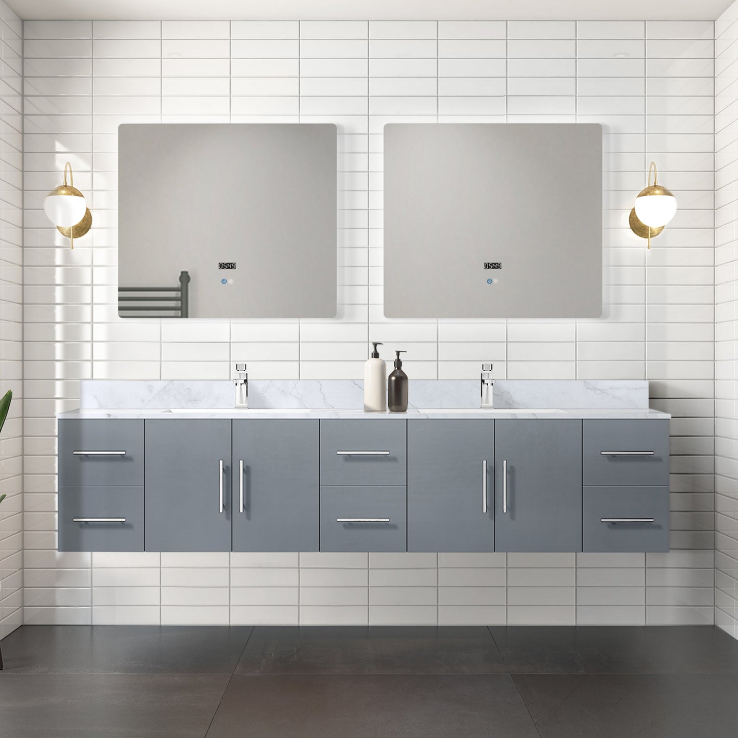Geneva 84 in. W x 22 in. D Dark Grey Double Bath Vanity