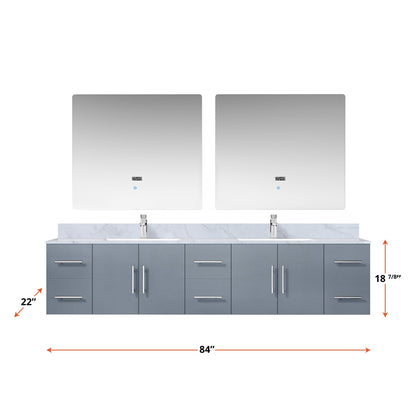 Geneva 84 in. W x 22 in. D Dark Grey Double Bath Vanity
