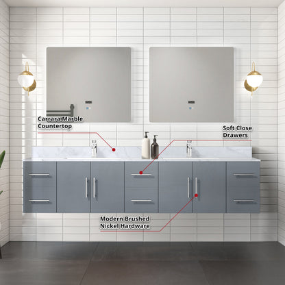 Geneva 84 in. W x 22 in. D Dark Grey Double Bath Vanity