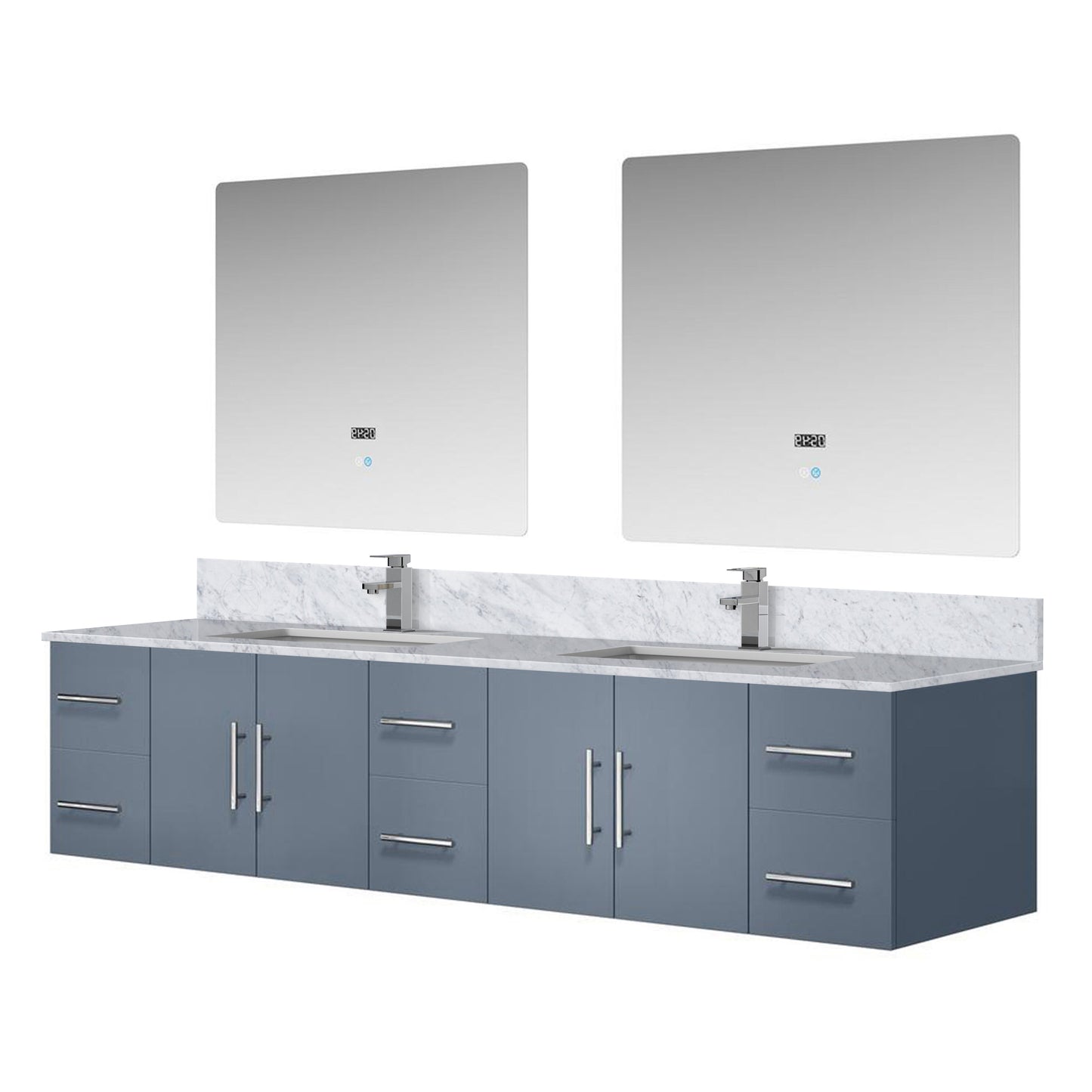 Geneva 84 in. W x 22 in. D Dark Grey Double Bath Vanity