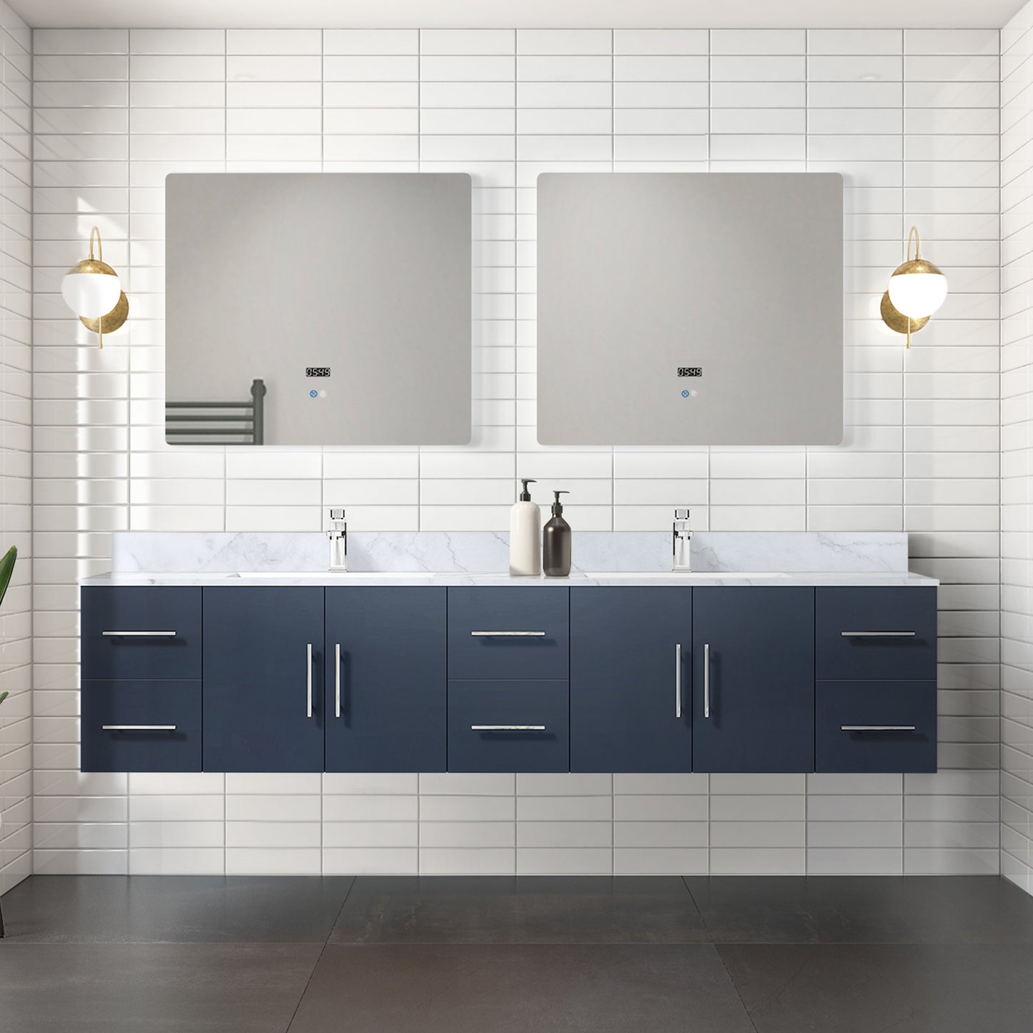 Geneva 84 in. W x 22 in. D Navy Blue Double Bath Vanity