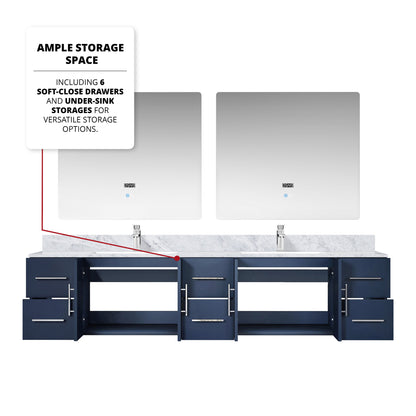 Geneva 84 in. W x 22 in. D Navy Blue Double Bath Vanity