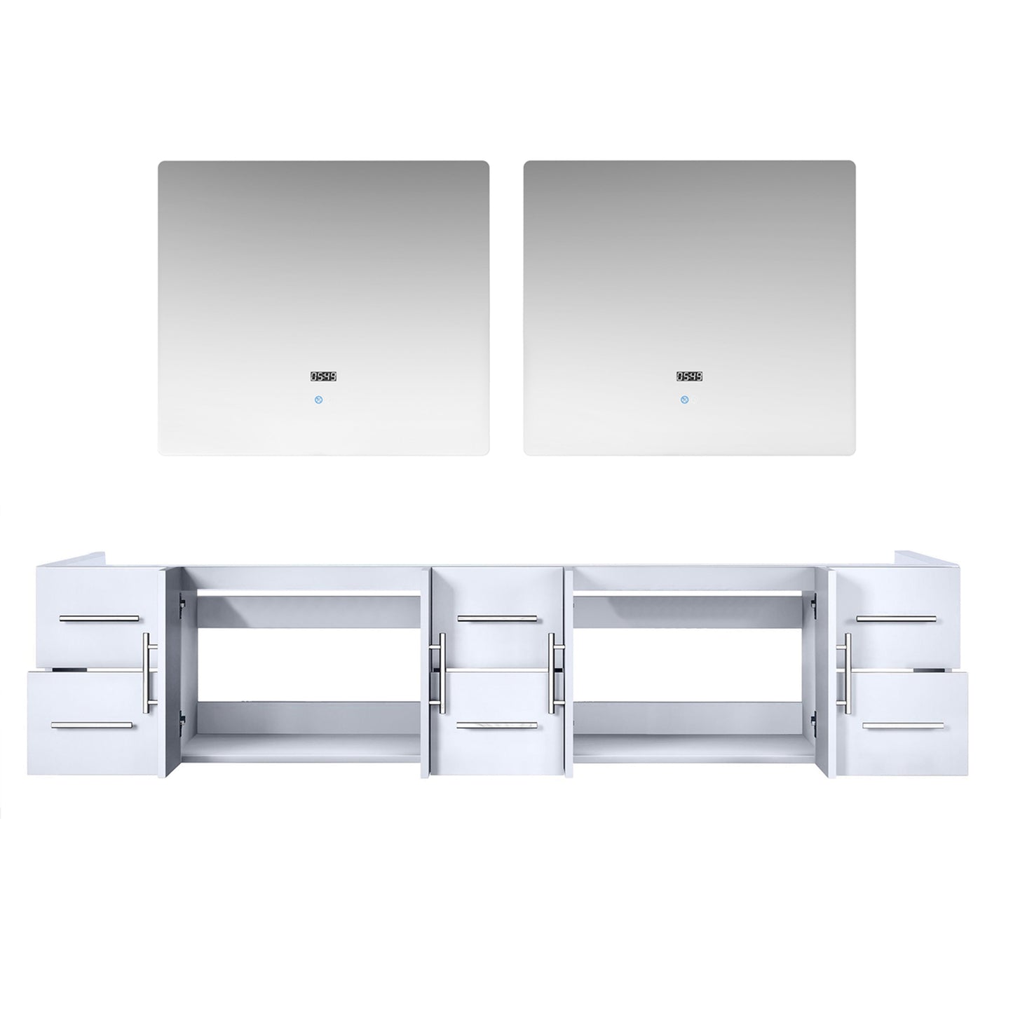 Geneva 84 in. W x 22 in. D Glossy White Double Bath Vanity