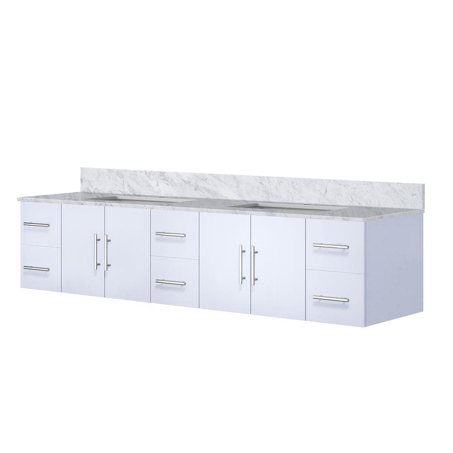 Geneva 84 in. W x 22 in. D Glossy White Double Bath Vanity