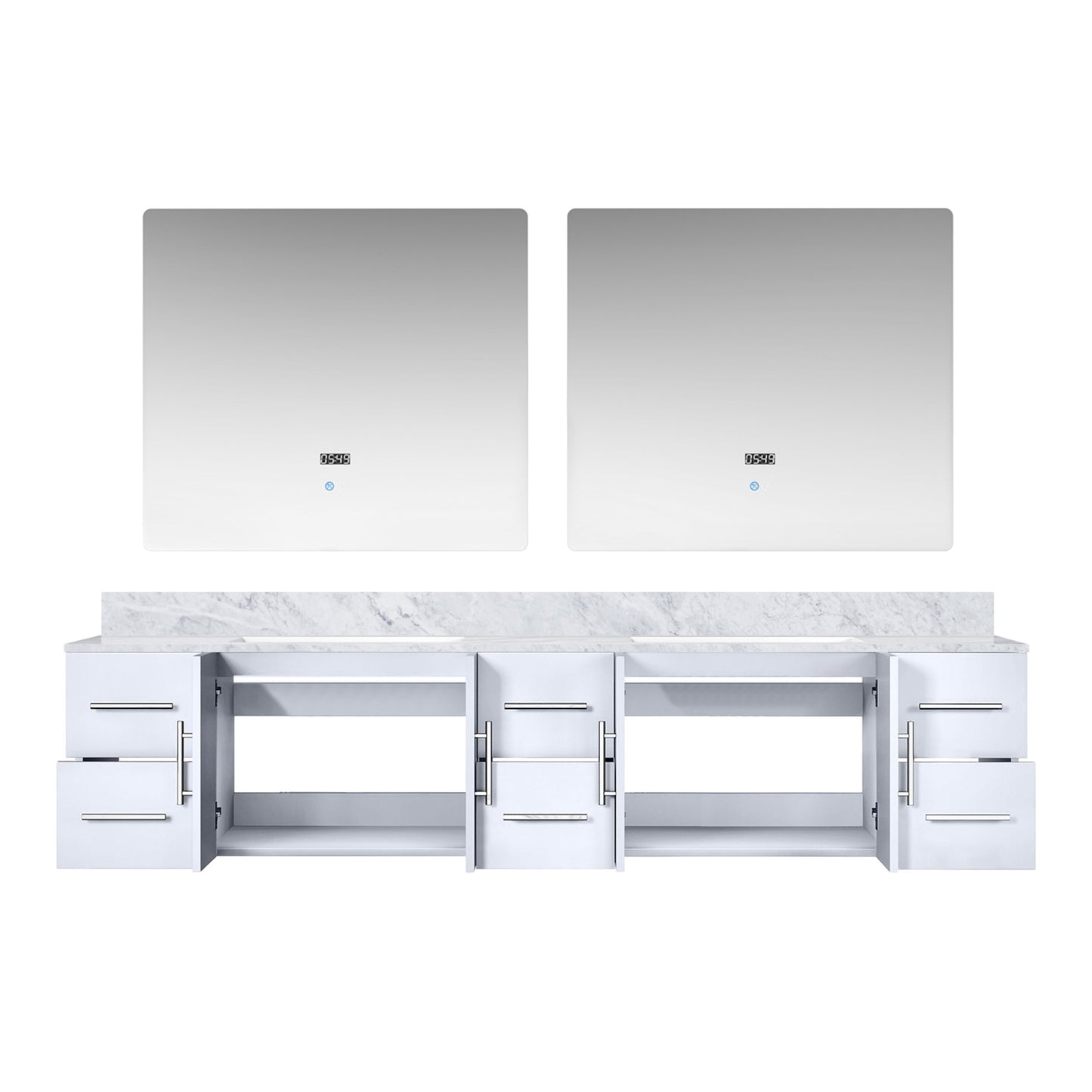 Geneva 84 in. W x 22 in. D Glossy White Double Bath Vanity