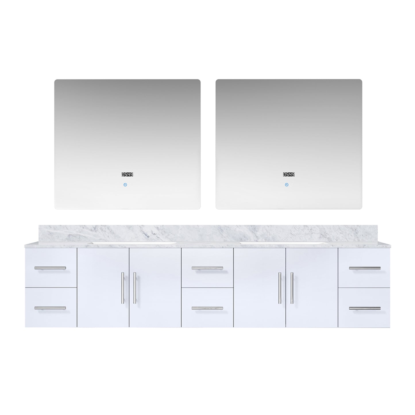 Geneva 84 in. W x 22 in. D Glossy White Double Bath Vanity