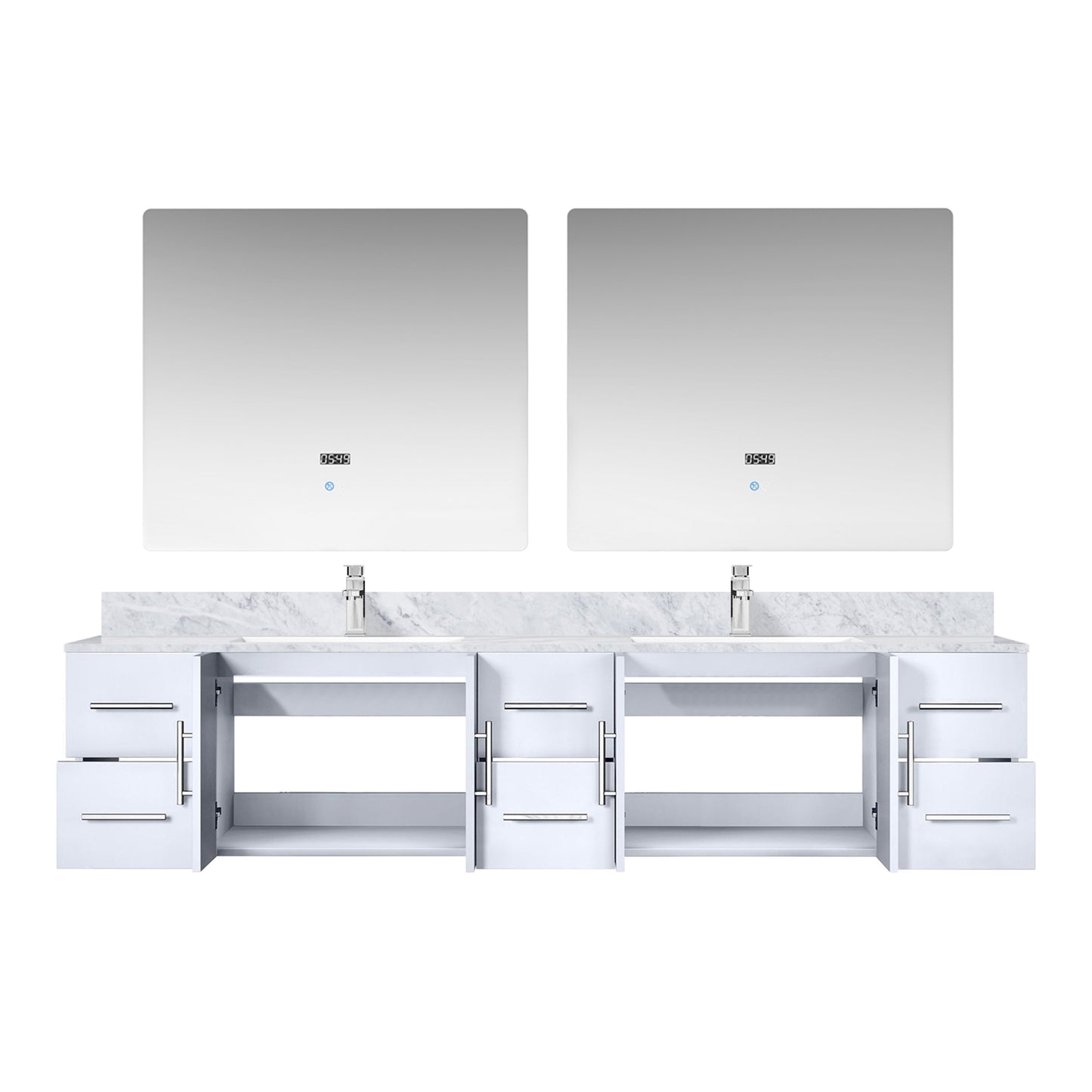 Geneva 84 in. W x 22 in. D Glossy White Double Bath Vanity