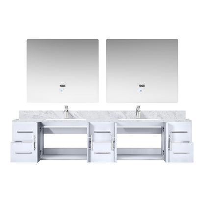 Geneva 84 in. W x 22 in. D Glossy White Double Bath Vanity