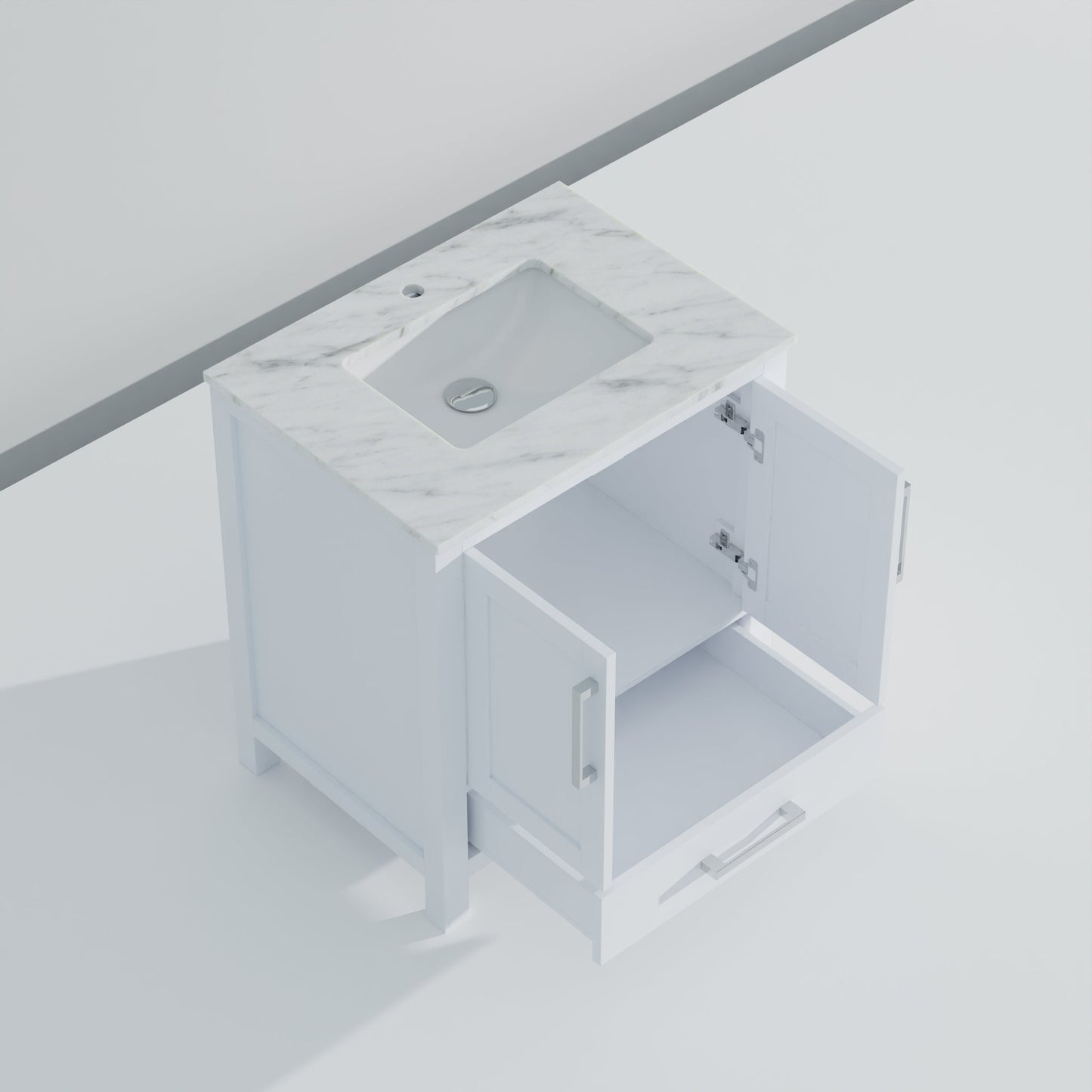 Lexora Jacques 30" White Bathroom Vanity | Modern Solid Wood Cabinet