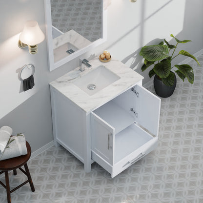 Lexora Jacques 30" White Bathroom Vanity | Modern Solid Wood Cabinet