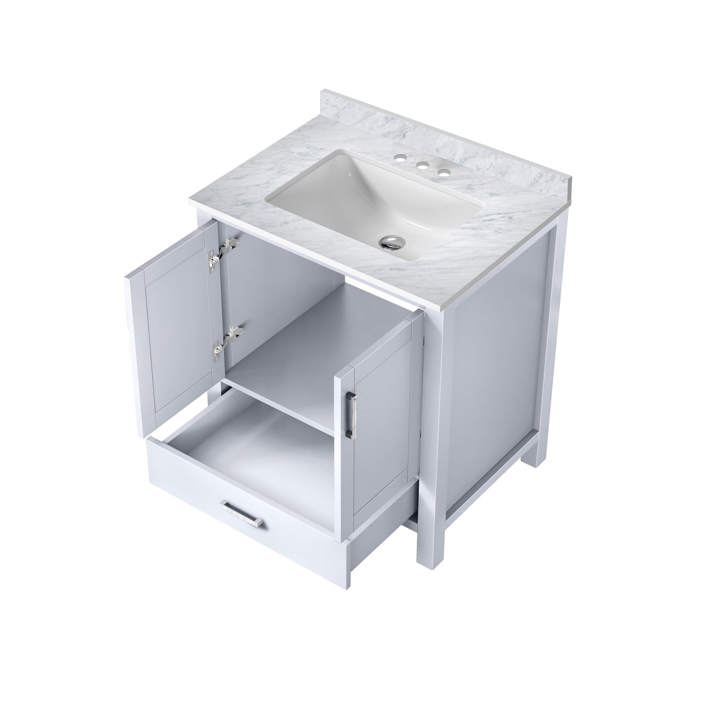 Lexora Jacques 30" White Bathroom Vanity | Modern Solid Wood Cabinet
