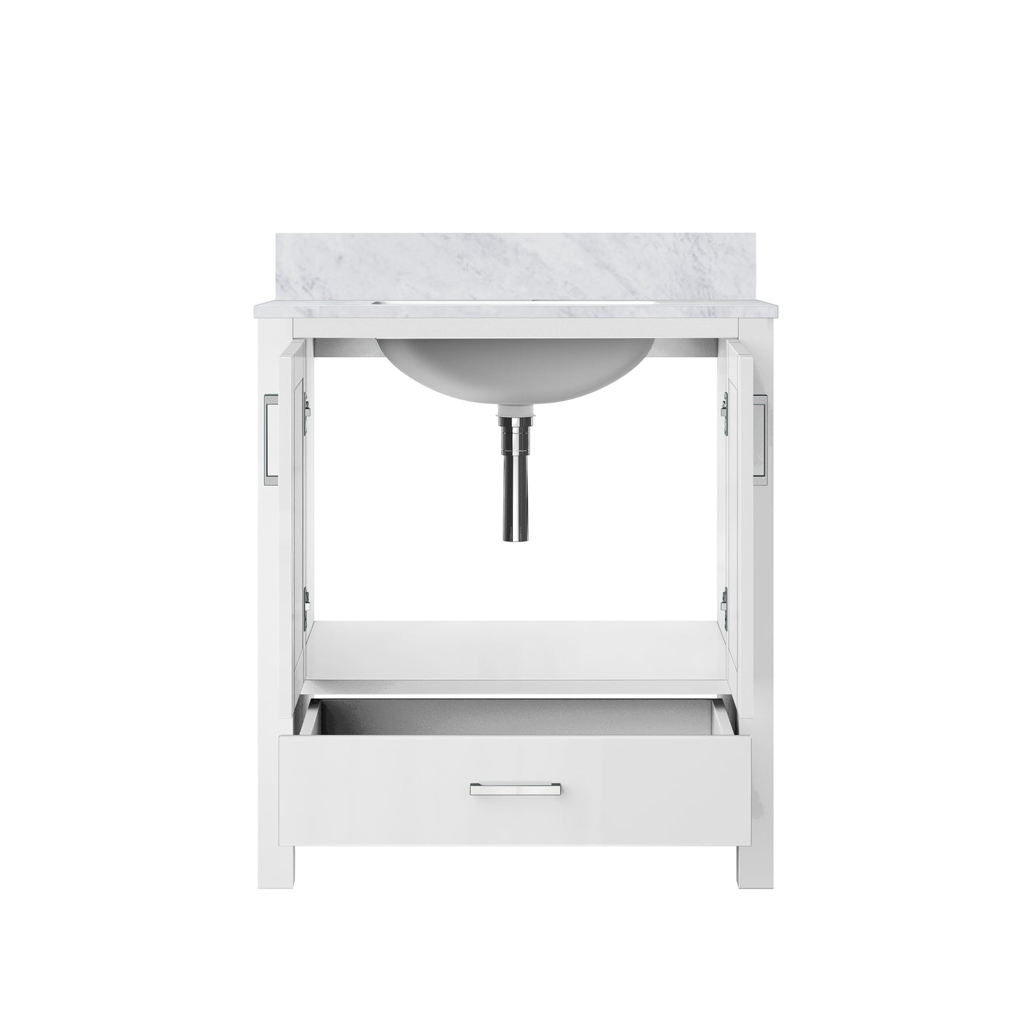 Lexora Jacques 30" White Bathroom Vanity | Modern Solid Wood Cabinet