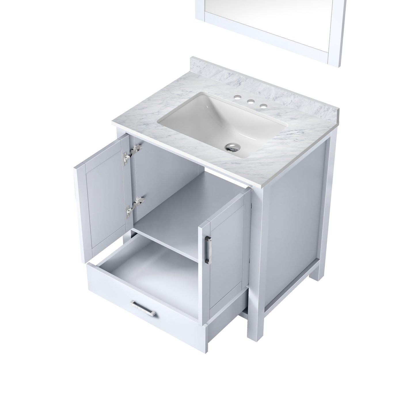 Lexora Jacques 30" White Bathroom Vanity | Modern Solid Wood Cabinet