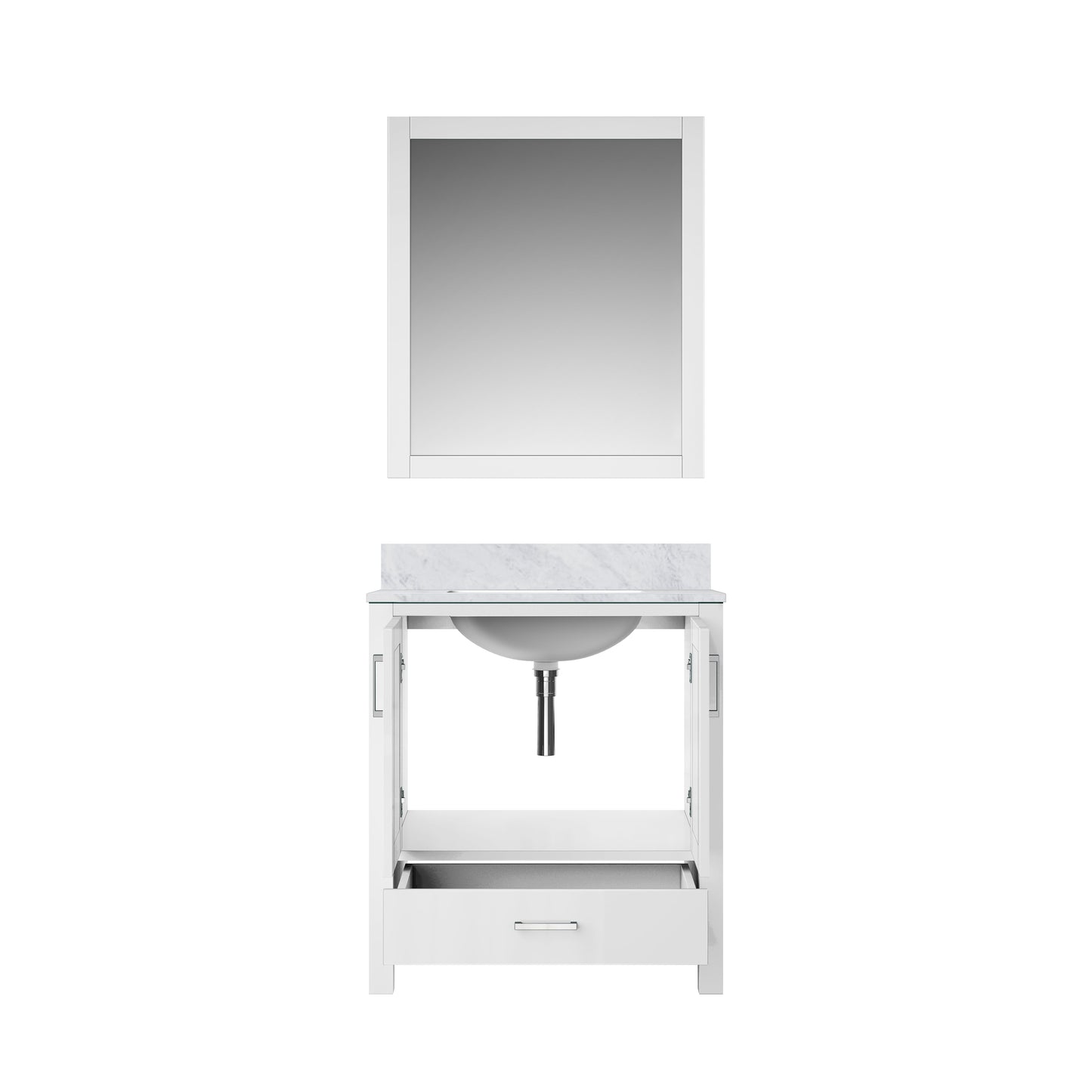 Lexora Jacques 30" White Bathroom Vanity | Modern Solid Wood Cabinet