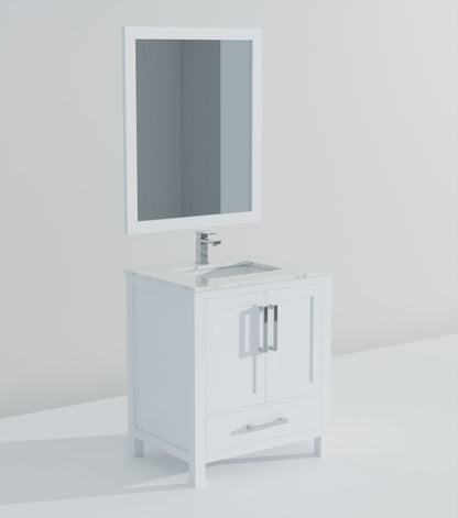 Lexora Jacques 30" White Bathroom Vanity | Modern Solid Wood Cabinet