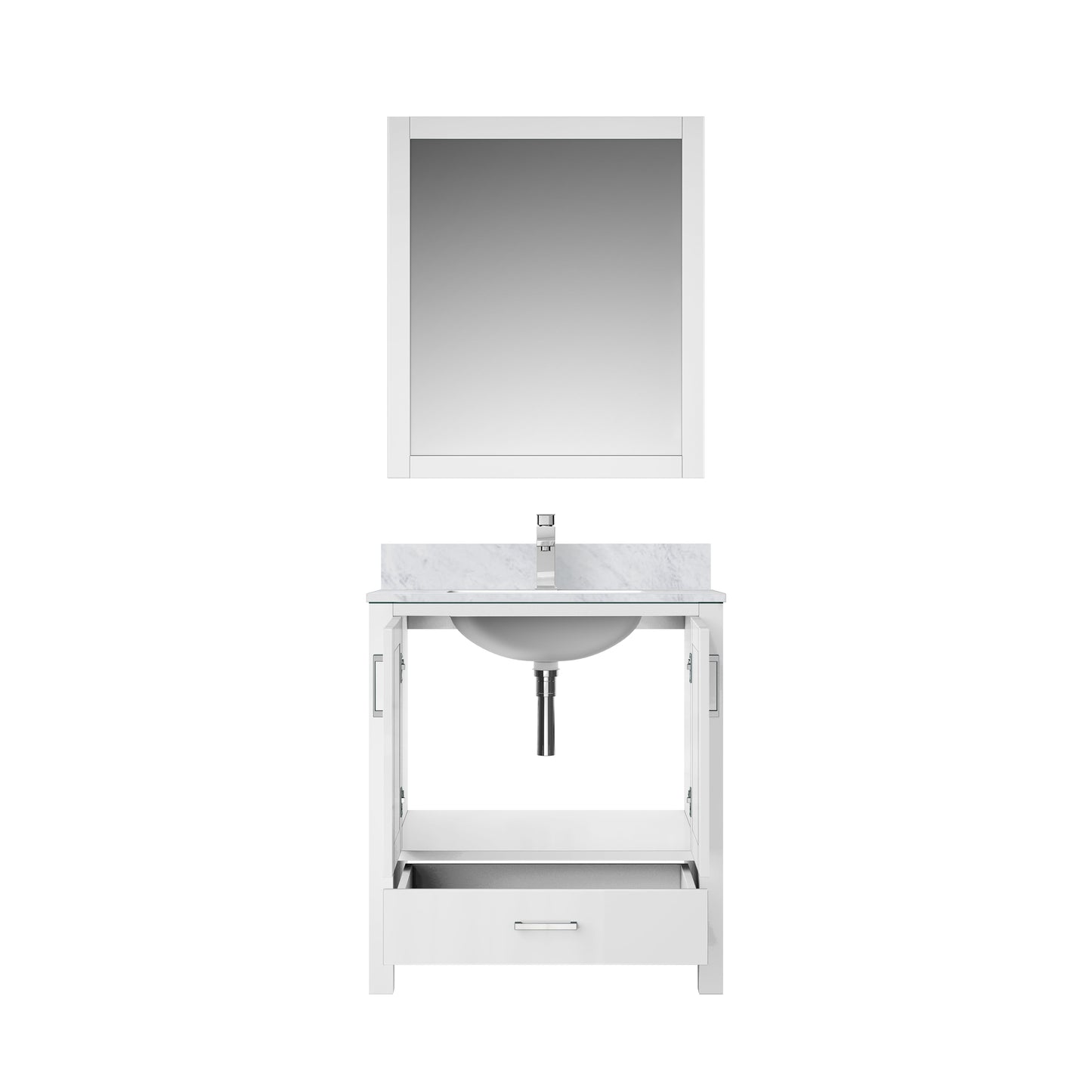 Lexora Jacques 30" White Bathroom Vanity | Modern Solid Wood Cabinet