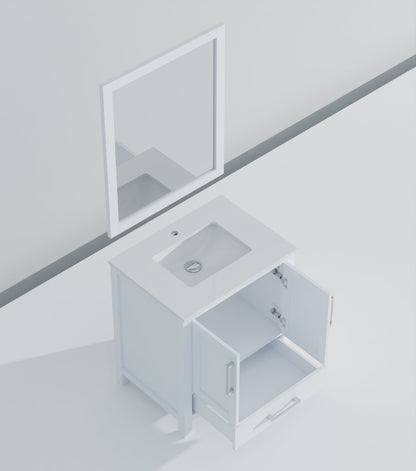 Lexora Jacques 30" White Bathroom Vanity | Modern Solid Wood Cabinet