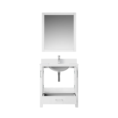 Lexora Jacques 30" White Bathroom Vanity | Modern Solid Wood Cabinet