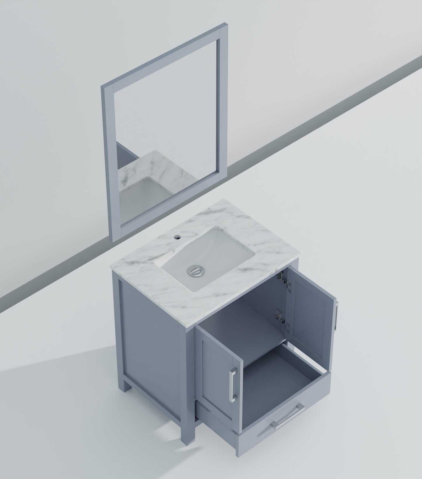 Lexora Jacques 30" Dark Grey Bathroom Vanity – Modern Solid Wood Freestanding Cabinet