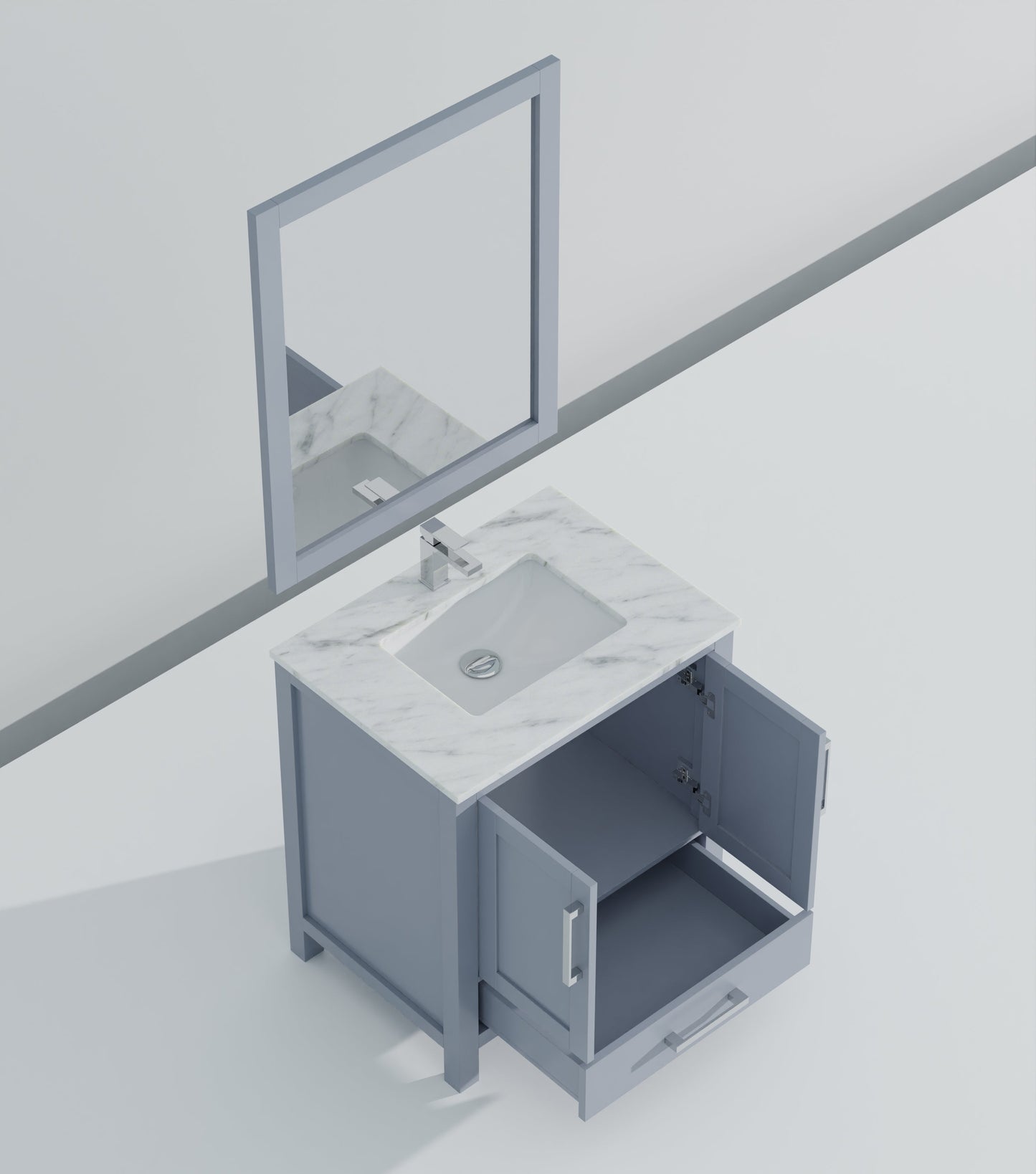 Lexora Jacques 30" Dark Grey Bathroom Vanity – Modern Solid Wood Freestanding Cabinet