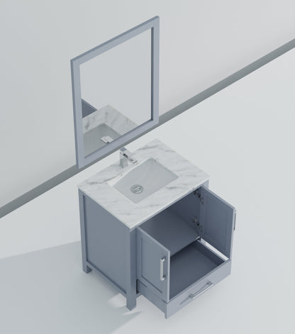 Lexora Jacques 30" Dark Grey Bathroom Vanity – Modern Solid Wood Freestanding Cabinet