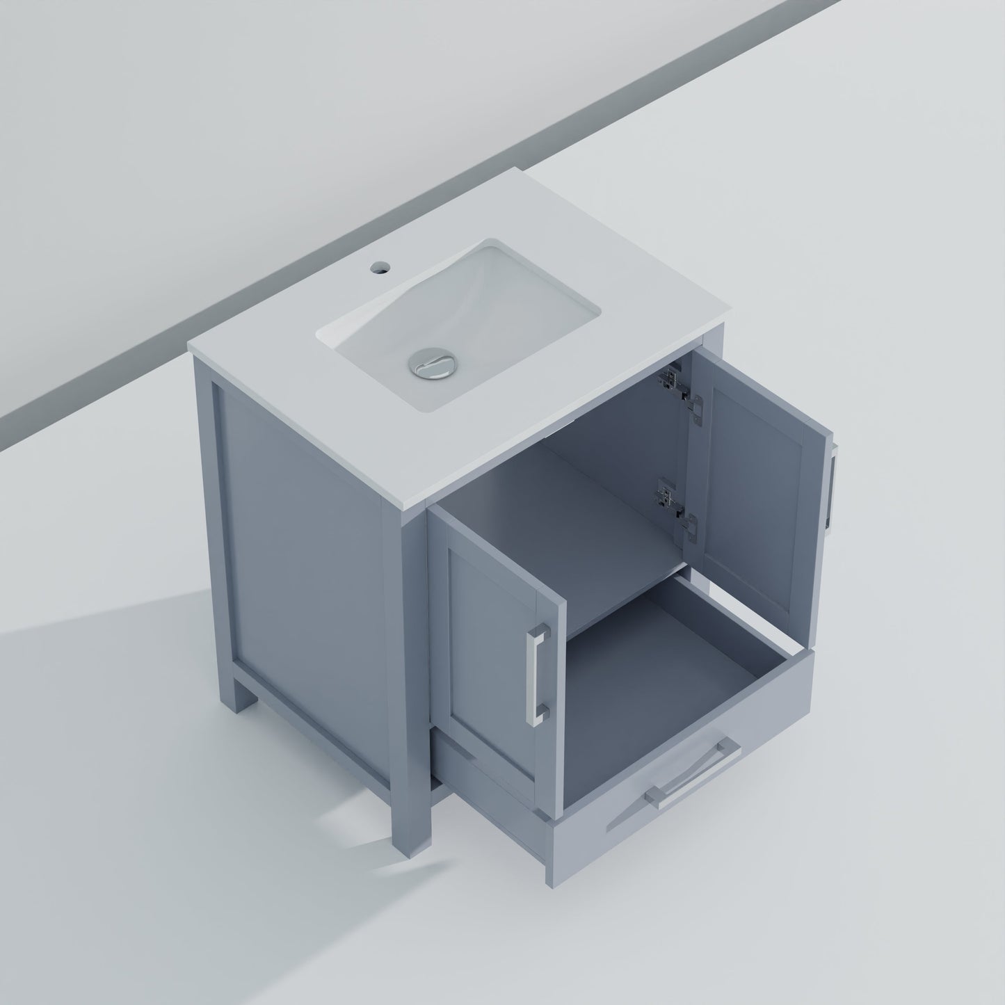 Lexora Jacques 30" Dark Grey Bathroom Vanity – Modern Solid Wood Freestanding Cabinet