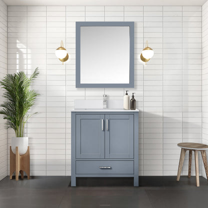 Lexora Jacques 30" Dark Grey Bathroom Vanity – Modern Solid Wood Freestanding Cabinet