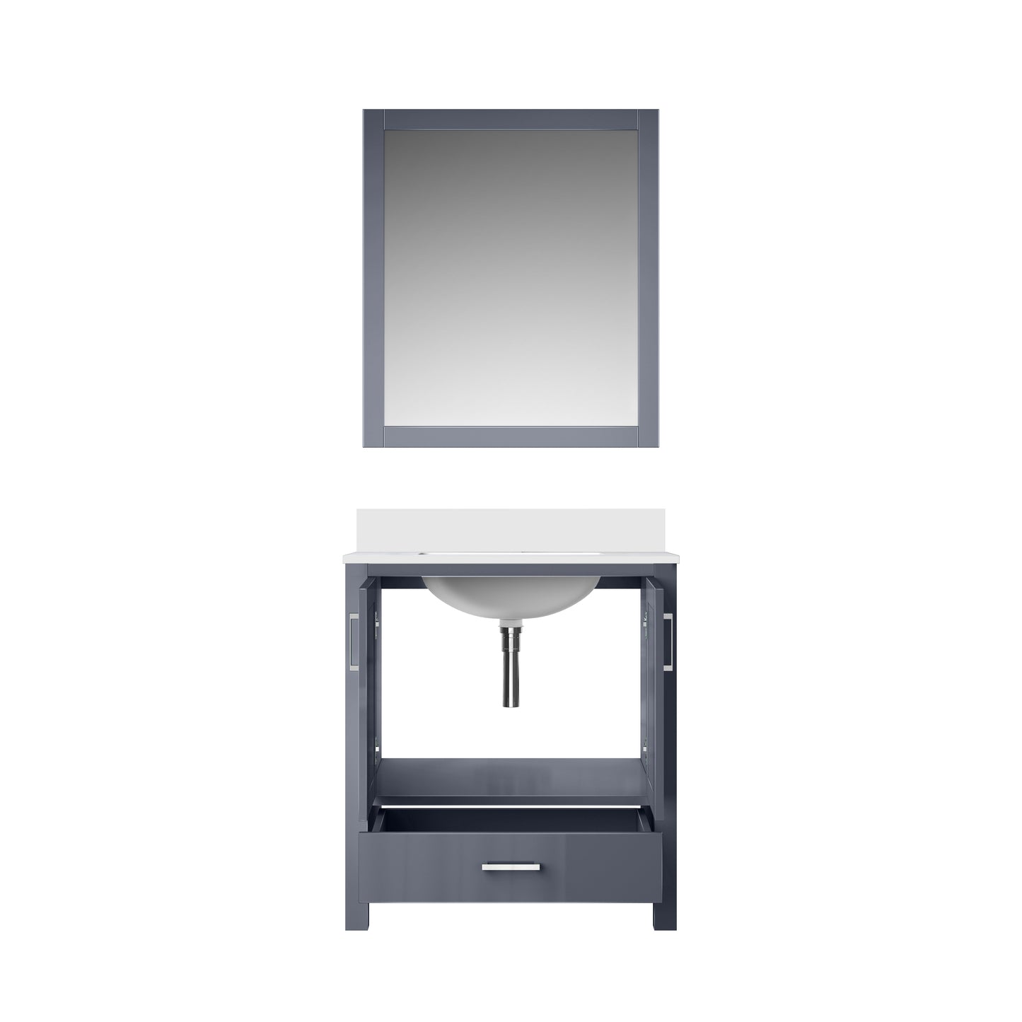 Lexora Jacques 30" Dark Grey Bathroom Vanity – Modern Solid Wood Freestanding Cabinet