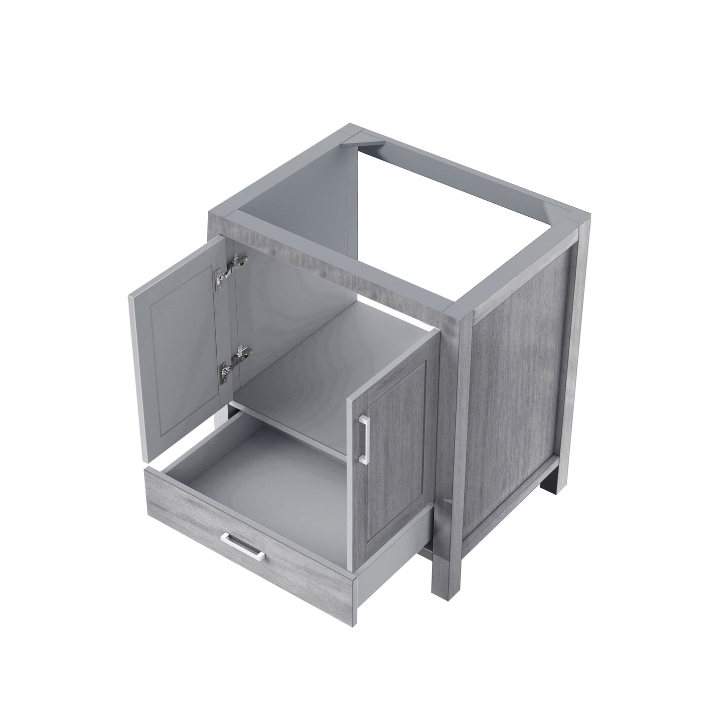 Lexora Jacques 30" Distressed Grey Bathroom Vanity – Solid Wood, Mid-Century Freestanding Storage Cabinet