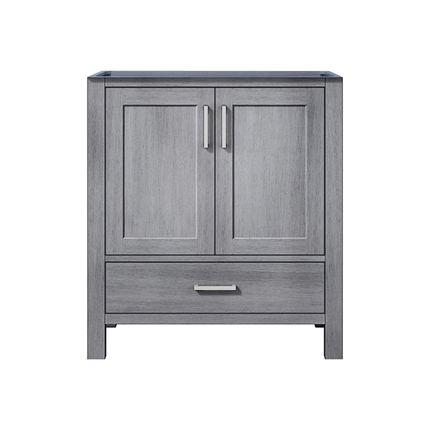 Lexora Jacques 30" Distressed Grey Bathroom Vanity – Solid Wood, Mid-Century Freestanding Storage Cabinet