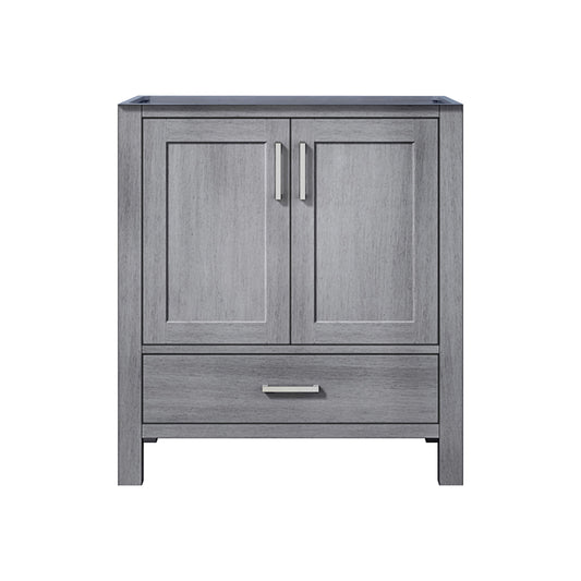 Lexora Jacques 30" Distressed Grey Bathroom Vanity – Solid Wood, Mid-Century Freestanding Storage Cabinet
