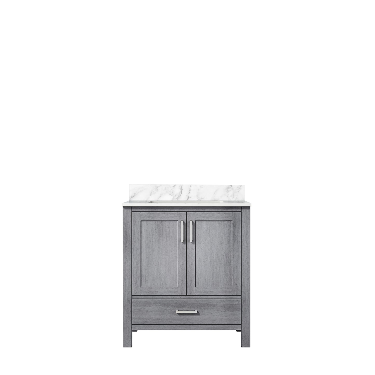 Lexora Jacques 30" Distressed Grey Bathroom Vanity – Solid Wood, Mid-Century Freestanding Storage Cabinet