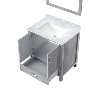 Lexora Jacques 30" Distressed Grey Bathroom Vanity – Solid Wood, Mid-Century Freestanding Storage Cabinet