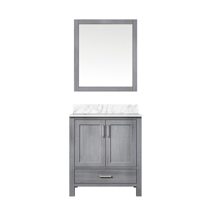 Lexora Jacques 30" Distressed Grey Bathroom Vanity – Solid Wood, Mid-Century Freestanding Storage Cabinet