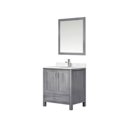 Lexora Jacques 30" Distressed Grey Bathroom Vanity – Solid Wood, Mid-Century Freestanding Storage Cabinet