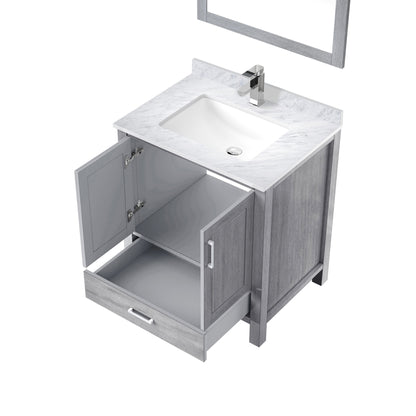 Lexora Jacques 30" Distressed Grey Bathroom Vanity – Solid Wood, Mid-Century Freestanding Storage Cabinet