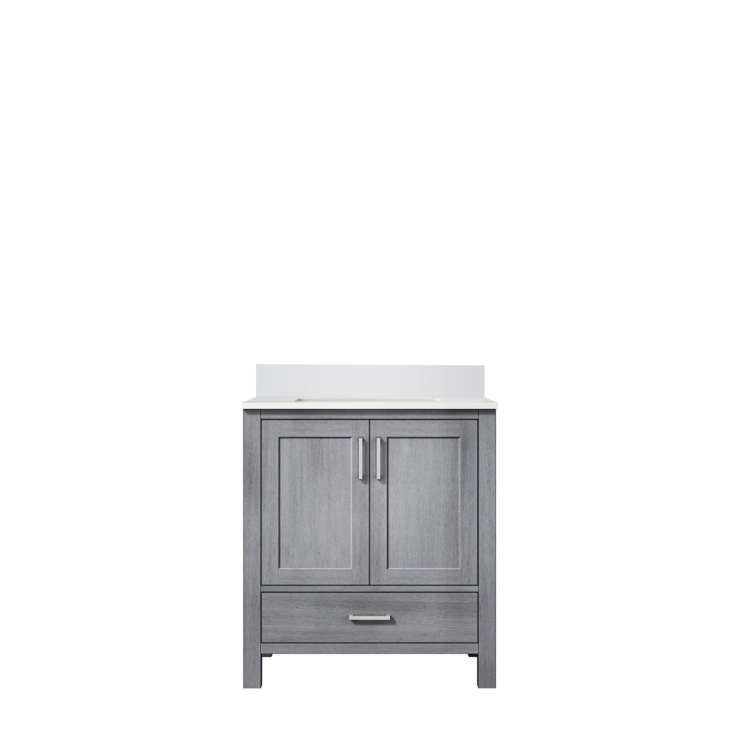 Lexora Jacques 30" Distressed Grey Bathroom Vanity – Solid Wood, Mid-Century Freestanding Storage Cabinet