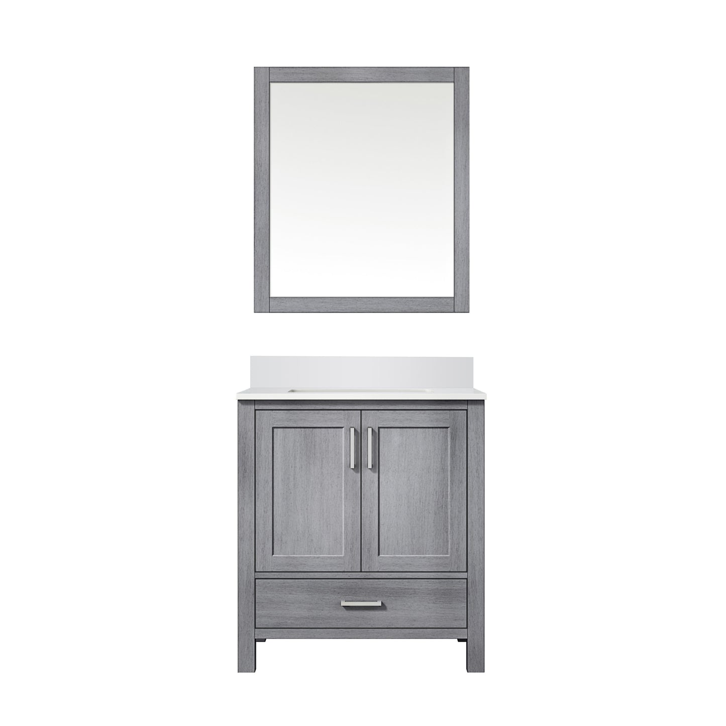 Lexora Jacques 30" Distressed Grey Bathroom Vanity – Solid Wood, Mid-Century Freestanding Storage Cabinet