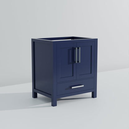 Lexora Jacques 30" Navy Blue Bathroom Vanity | Solid Wood Cabinet